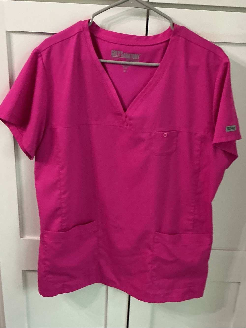 Grey's Anatomy Women's V-Neck Scrub Top - Fuchsia Pink